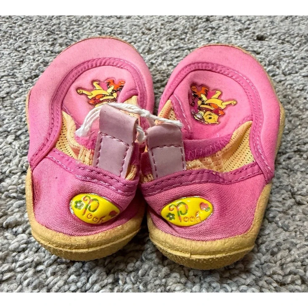 Vintage Winnie The Pooh Tigger Infant Baby Water Shoes Pink Slip On Disney 6